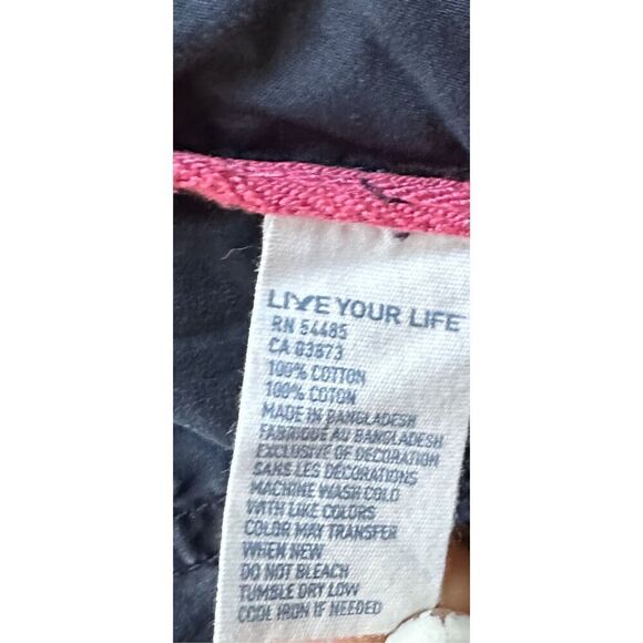 Vintage American eagle live your life shorts, size 12 blue with iconic pink eagl - Picture 8 of 9